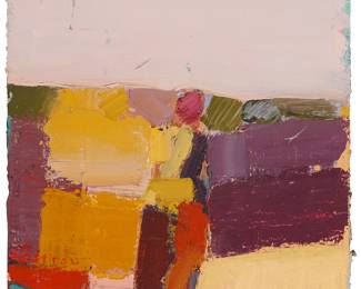 2279 Sandy Ostrau (20th/21st Century) "Mountain Pass" Oil on panel Signed lower left: Ostrau; signed "Sandy Ostrau" and titled verso 12 x 12 in. Estimate: $500 - $700