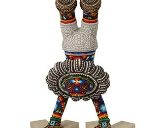 2126 Rick Wolfryd (b. 1953) "Handstand Man: Flower Child," 2023 Photopolymer resin and beads Signed, titled, and inscribed in marker to the underside: Chroma aka Rick Wolfryd / Handstand Man: Flower Child." / TP .0004 / 2023 / 3-D Smart Labs Height 20 in., width 7 1/2 in., depth 9 in. Estimate: $800 - $1,200