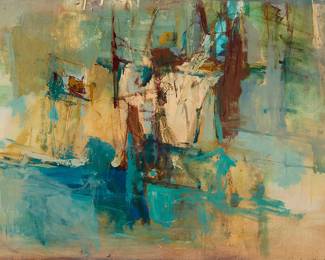 2345 Si Chen Yuan (1911-1974) "Fleet" Oil on Masonite Signed upper right: S.C. Yuan; signed again and titled, verso 24 x 38 in. Estimate: $3,000 - $5,000