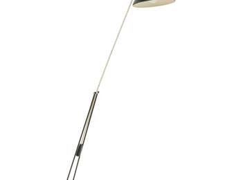 2035 Floris Fiedeldij (1921-2004) A 'Tivoli' floor lamp for Arteta, mid-20th century Designed 1956 With articulated metal arm issuing an articulated single light with black powder-coated aluminum shade, electrified Unmarked Height of base 30 1/2 in., diameter 11 1/4 in.; length of arm with shade 58 in.; diameter of shade 10 1/4 in. Estimate: $500 - $700