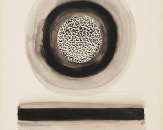 2133 Emil Bisttram (1895-1976) An abstract landscape, 1968 Ink and ink wash on white paper mounted to board Signed and dated in ink lower right: Bistram '68 Image/Sheet: 17 1/8 x 14 1/8 in.; Mount: 23 1/8 x 19 7/8 in. Estimate: $1,000 - $2,000