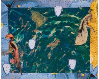 2179 Tony Berlant (1941-1998) "Shibui and Fugen (#37-2000)," 2000 Found metal collage with steel brads on panel Signed, titled, and numbered in black, all on the verso: Berlant; dated on a gallery label affixed verso 15 3/4 x 19 1/4 in. Estimate: $2,000 - $4,000