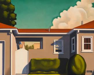 2220 R. Kenton Nelson (b. 1954) "The Breezeway Near Jim's" Oil on Masonite Signed lower right: R.K. Nelson; titled by repute 12 x 12 in. Estimate: $4,000 - $6,000