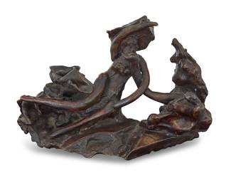 2039 Reuben Nakian (1897-1986) "Leda and the Swan" (larger), 1978 Patinated bronze Edition: 5/7 Signed in the casting: NAKIAN; impressed date, edition, and foundry mark: RENAISSANCE ART FDRY Height 9 3/4 in., width 14 5/8 in., depth 7 in. Estimate: $1,000 - $1,500