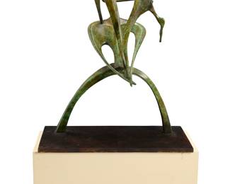 2041 Leon Bronstein (b. 1951) "We are the Champions," 1982 Verdigris patinated bronze on metal base Edition: 1/9 Signed, dated, and numbered on the back of the right leg: Bronstein / © Height of bronze 39 1/2 in., width 29 1/4 in., depth 19 1/4 in.; height overall 40 1/2 in., width 35 1/2 in., depth 19 1/4 in. Estimate: $1,500 - $2,500