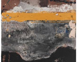2347 Danny Shain (20th/21st Century) Abstract with yellow stripe, 1998 Acrylic and mixed media on canvas Signed and dated in ink verso: Danny Shain 98 24 x 21 3/4 in. Estimate: $500 - $700