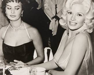 2233 Joe Shere (1917-2008) Jayne Mansfield and Sophia Loren, circa 1957 Gelatin silver print on paper From the edition of unknown size and date Signed in pencil verso: Joe Shere; inscribed in pencil in another hand "CSJ-027" verso Image: 9 1/2 x 10 in.; Sheet: 14 1/8 x 11 1/8 in. Estimate: $1,200 - $1,800
