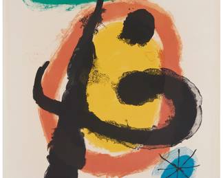 2147 Joan Miró (1893-1983) "Peintures Murales," (exhibition at Galerie Maeght), 1961 Lithograph in colors on Arches paper Edition: 20/100, from the edition before lettering Signed and numbered in pencil (the latter possibly in another hand) in the lower margin; Galerie Maeght, Paris, France, prntr. and pub. Image: 25 x 18 in. (approx.); Sheet: 30 x 21 1/8 in. Estimate: $2,000 - $3,000
