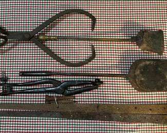 Wrought Hinges, Ice Tongs, Shovels and Cow Prod