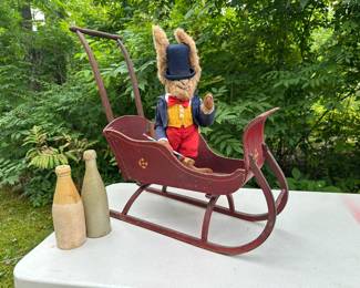 Childs Sleigh with Dapper Bunny