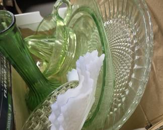 Green Glassware Serving Platters