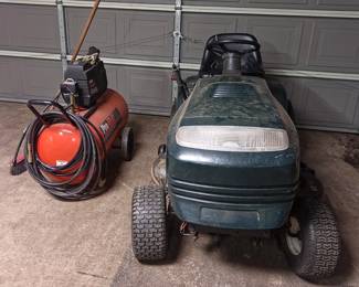 4 Gallon 30 HP Air Compressor and Riding Lawnmower