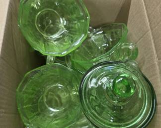 Green Vintage Glassware