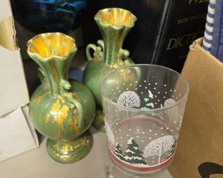 Matching Vases and Christmas Glasses