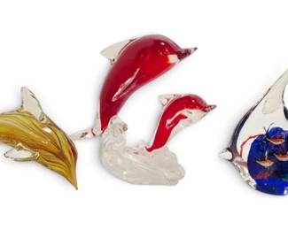 Art Glass Fish Dolphin Paperweights
