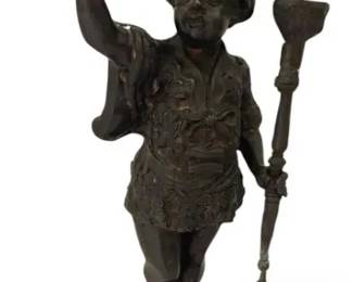 Vintage Blackamoor Bronze Figural Candlestick Holder