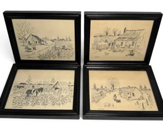 Meg Chipman Pen Ink Farm Art Prints