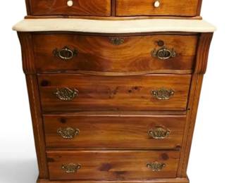 Vintage Wood Step Top 6 Drawer Dresser