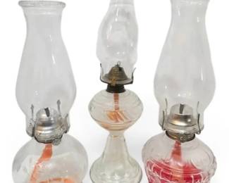 Clear Glass Rose Patterned Oil Lamps
