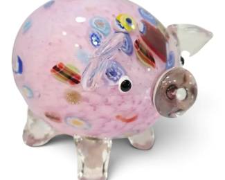 Ann Primrose Cristalleria MuranoStyle Art Glass Pig 6 x 7