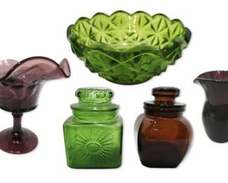 MultiColored Glass Candy Dishes, Pitcher More