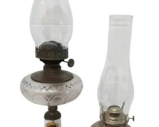 Antique Lady Portrait Art Pottery Oil Lamps