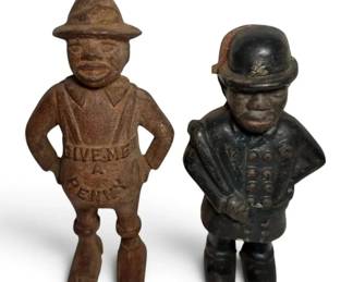 Antique Cast Iron Sharecropper Policeman Coin Banks