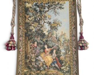 LIndiscretion French GobelinStyle Tapestry Wall Hanging, Inspired by JeanHonore Fragonard