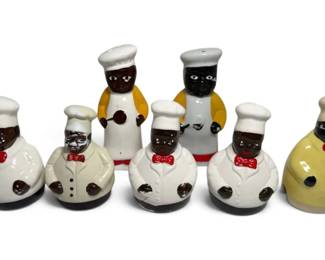 Black Americana Ceramic Chef Salt Pepper Shakers More
