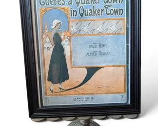 Metal Harp Stand with Framed Quaker Print