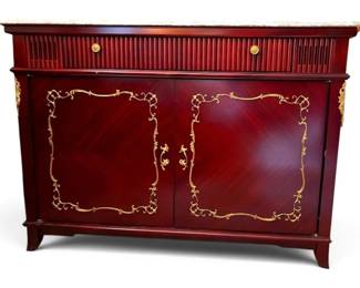 French Louis XVIStyle Buffet with Marble Top Gold Detailing