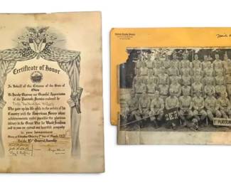 1921 Certificate of Honor Military Photo