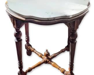 Victorian Eastlake Style Round Marble Top Parlor Table