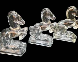 Clear Glass Horse Bookends