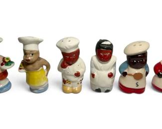 Black Americana Ceramic Chef Salt Pepper Shakers