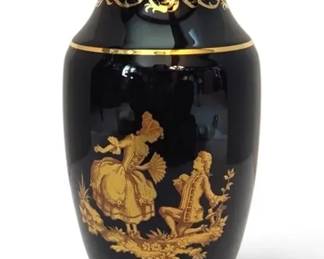 MCM Limoges Blue Cobalt Vase in 22k Gold