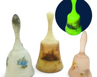 Fenton Uranium Custard Glass HandPainted Bells