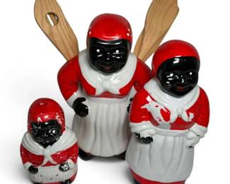 Black Americana Housekeeper Ceramic Wood Spoon Holder, Coin Bank, More