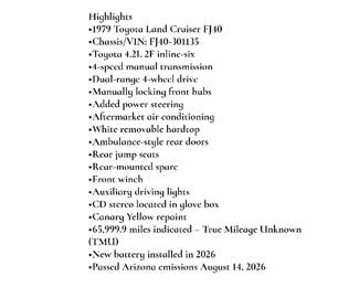 1979 Toyota Landcruiser Highlights