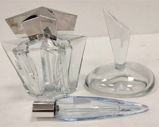 TWO MUGLER BLUE GLASS PERFUME BOTTLES