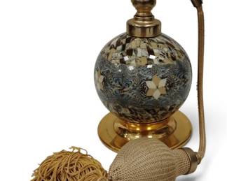 VINTAGE MOSAIC PATTERN GLASS PERFUME BOTTLE WITH ATOMIZER