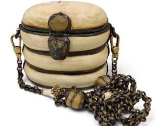 MAYA EVANGELISTA RESIN PURSE WITH METAL CHAIN AND STONES