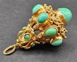 18k Italian Gold and Turquoise