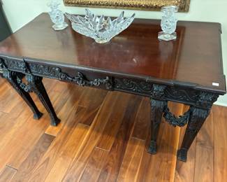 Late 19th Century English Mahogany Console/ Lalique Champs Elysees Bowl