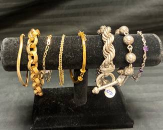 Heavy Gold Link Bracelet, Gold Bangles, Heavy Sterling Bracelets 