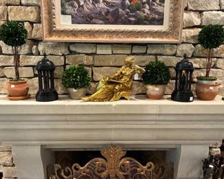 Bronze Garnitures, Gilt Bronze Reclining Woman