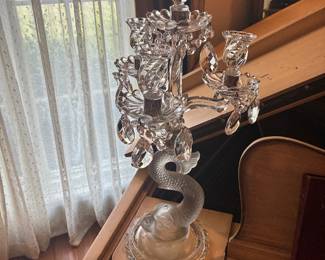Pair of Dolphin Candleabrums in the style of Baccarat