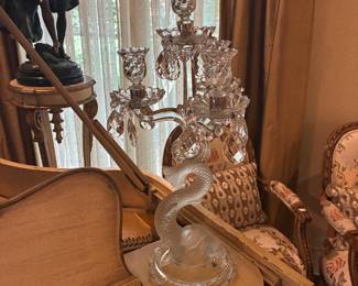 Pair of Dolphin Candleabrums in the style of Baccarat