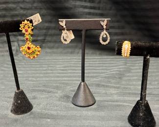 22k Gold Earrings w/ Emeralds, Rubies, Sapphires & Diamonds, Diamond Earrings