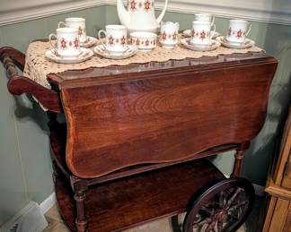 Vintage tea cart and Paragon china tea set